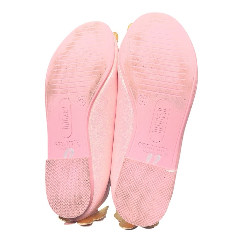 Wicked Pink Glitter Butterfly Flats Girls Size 13 - Picture 5 of 10